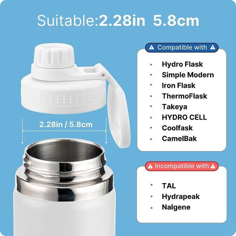Prurex Replacement Spout Lid for Hydro Flask Wide Mouth Bottles (12/16/18/22/32/40/64oz) – 2.28" Leak-Proof Sports Cap Accessory, Secure Fit - Image 3